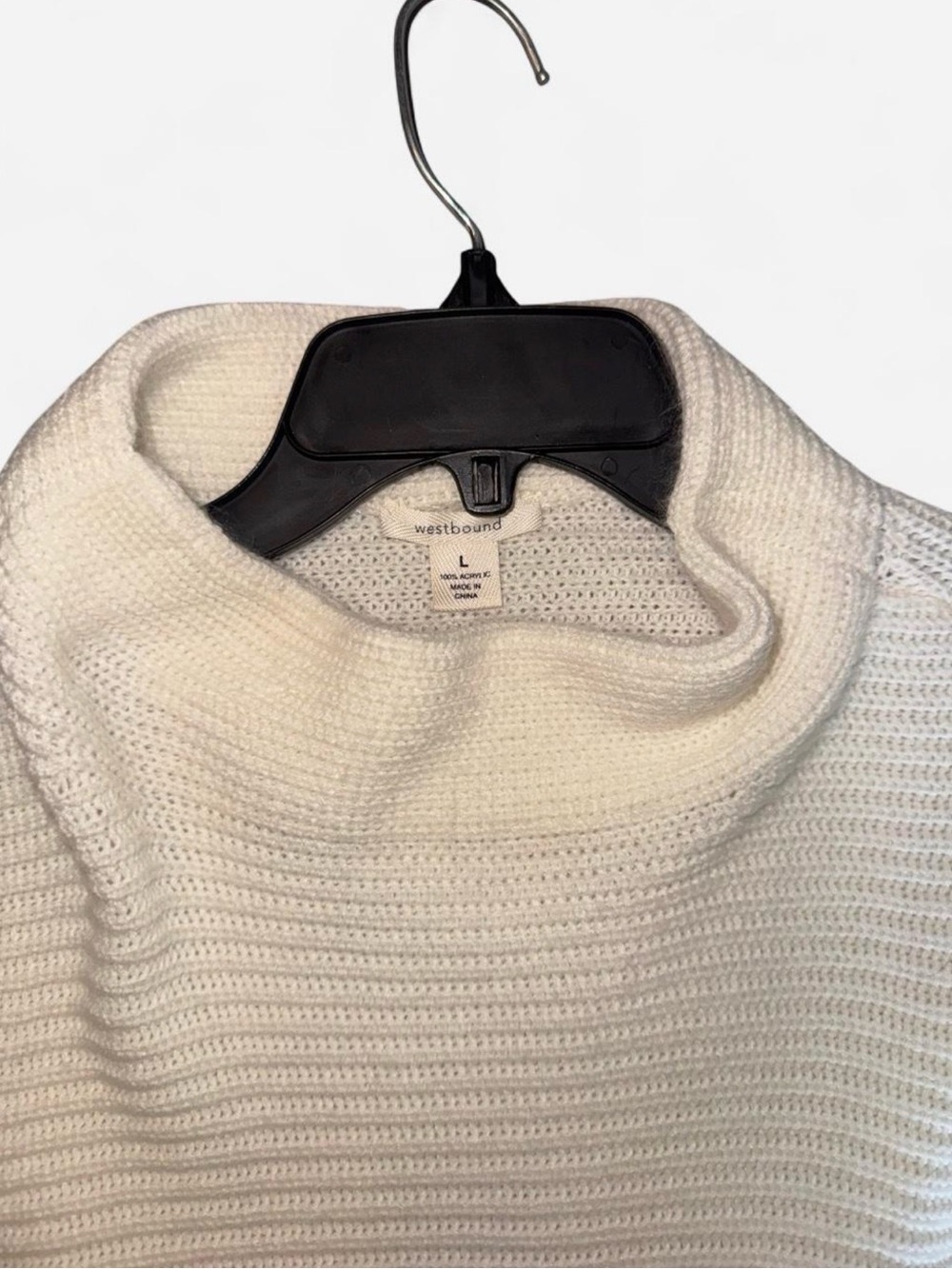 Westbound Cream Ribbed mock Neck Sweater - Picture 4 of 4